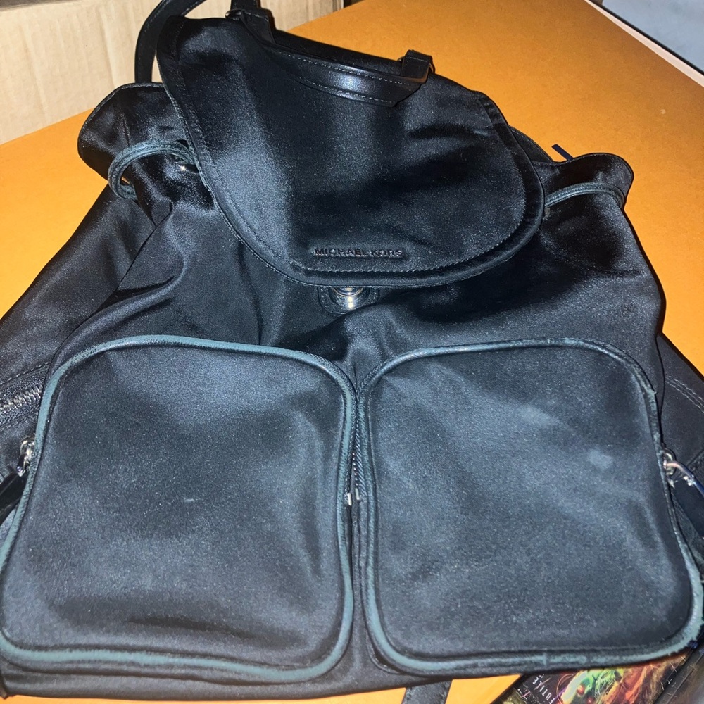 Michael Kors designer black adjustable Cara Backpack travel city classic bag